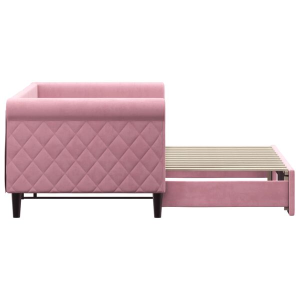 vidaXL Sofá-cama com gavetão 80x200 cm veludo rosa