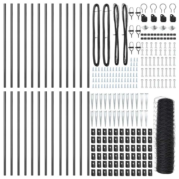 vidaXL Poste de Cerca Cinzeto 50 x 1 m (malha de 50 mm) A&ccedil;o e PVC