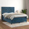 vidaXL Cama com molas/colch&atilde;o 140x190 cm veludo azul-escuro