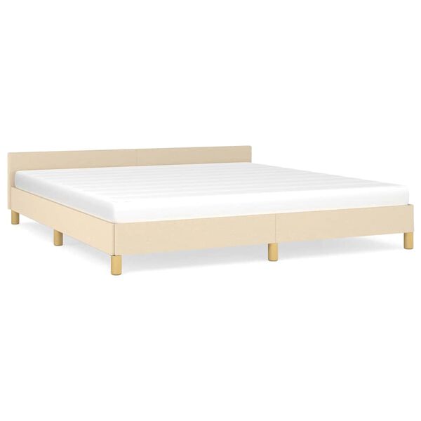 vidaXL Estrutura de cama sem colch&atilde;o 180x200 cm tecido cor creme