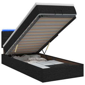 vidaXL Cama Ottoman com Colch&atilde;o e LED Preto 90 x 190 cm Tecido