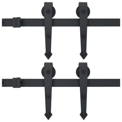 vidaXL Kits de ferragens para porta deslizante 2 pcs 200 cm aço preto