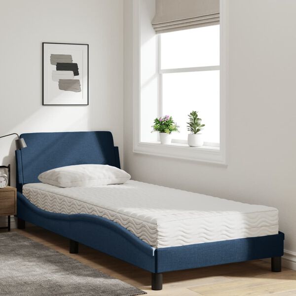 vidaXL Cama com colch&atilde;o Dover 80x200 cm tecido azul
