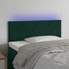 vidaXL Cabeceira de cama c/ luzes LED veludo 90x5x78/88cm verde-escuro