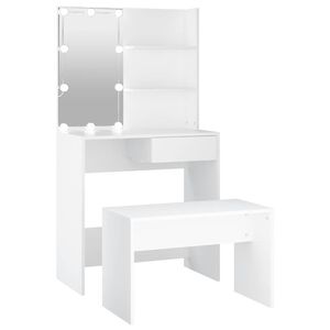 vidaXL Conjunto toucador c/ LEDs madeira processada branco