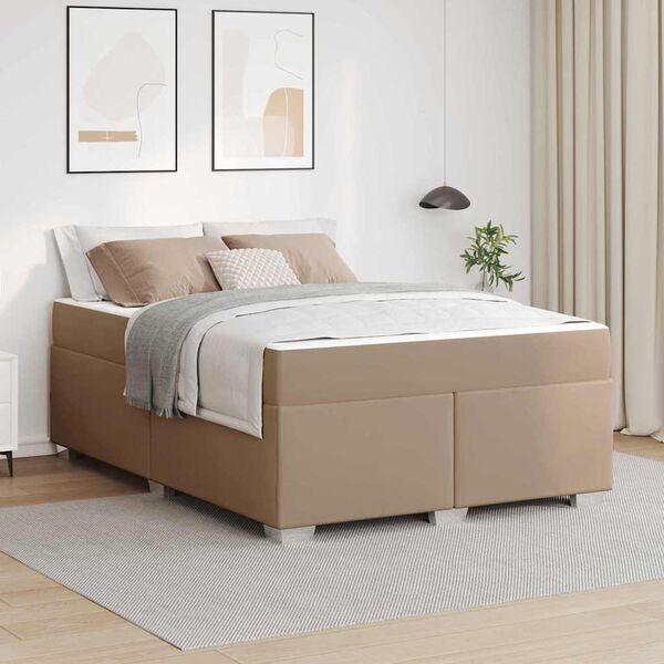 vidaXL Estrutura da Cama com colch&atilde;o Cappuccino 140 x 200 cm tecido