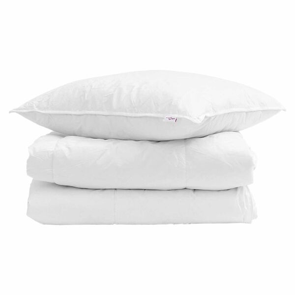 vidaXL Edredom de Inverno com travesseiro 2 pcs Branco Pena de ganso