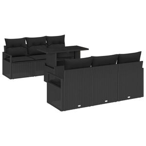 vidaXL Conjunto de Sof&aacute; de Jardim 7 pcs Preto Rattan Sint&eacute;tico