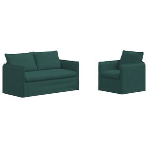 vidaXL Sof&aacute; 2 pcs Verde Escuro