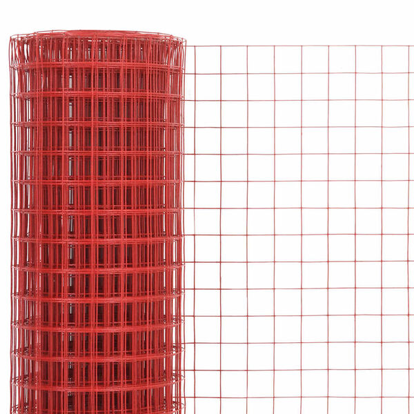vidaXL Cerca arame galinheiro 25x1 m a&ccedil;o c/ revestimento PVC vermelho