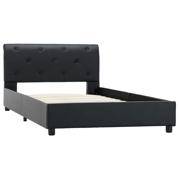 vidaXL Estrutura de cama 90x200 cm couro artificial preto
