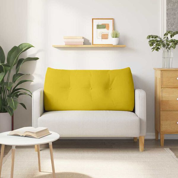 vidaXL Travesseiro para Costas Amarelo 120 x 24 x 50 cm Veludo