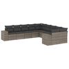 vidaXL 10 pcs conjunto sof&aacute;s de jardim c/ almofad&otilde;es vime PE cinzento