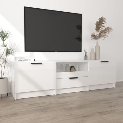 vidaXL Móvel para TV 140x35x40 cm madeira processada branco brilhante