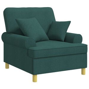 vidaXL Poltrona XL com almofadas Verde-Escuro Tecido