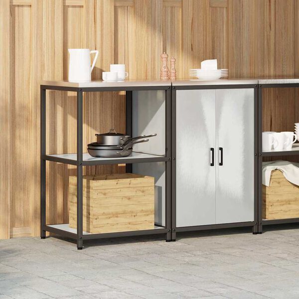 vidaXL Conjunto de Armazenamento de Cozinha com porta 2 pcs Prateado