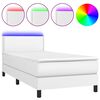 vidaXL Cama box spring c/colch&atilde;o/LED 100x200cm couro artificial branco
