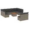 vidaXL 12 pcs conjunto de sof&aacute;s jardim c/ almofad&otilde;es vime PE cinzento