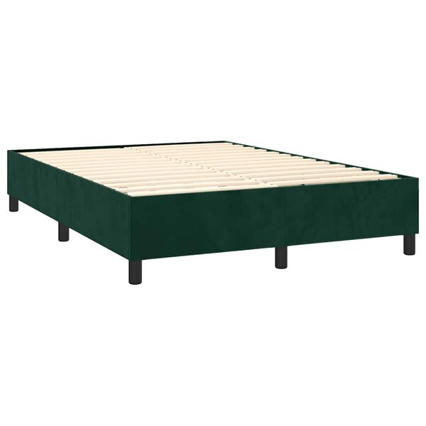 vidaXL Cama com molas/colch&atilde;o 140x190 cm veludo verde-escuro