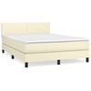 vidaXL Cama com molas/colch&atilde;o 140x190 cm couro artificial cor creme
