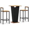 vidaXL 3 pcs conjunto de bar p/ jardim vime PE/ac&aacute;cia maci&ccedil;a preto