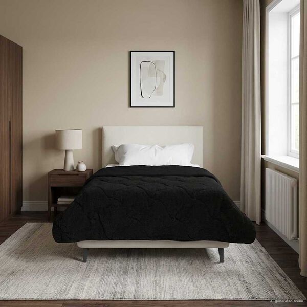 vidaXL Duvet de Ano Inteiro Colchonete Preto 140 x 220 cm