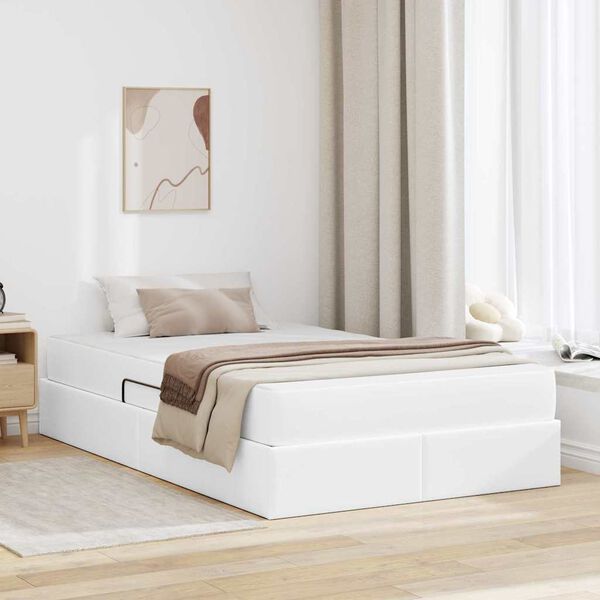 vidaXL Cama com arruma&ccedil;&atilde;o e colch&atilde;o com colch&atilde;o Branco 120 x 200 cm
