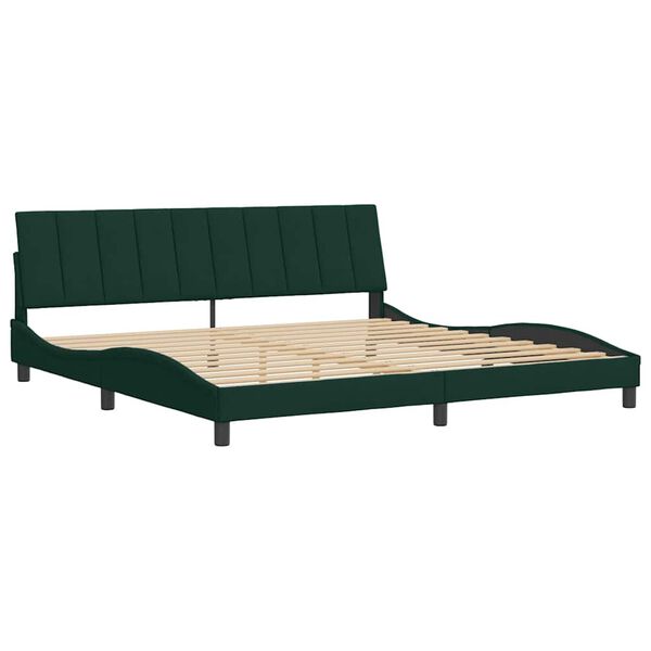 vidaXL Estrutura de cama sem colch&atilde;o Hanko 200x200 cm veludo verde-escuro