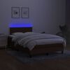 vidaXL Cama box spring c/ colch&atilde;o/LED 120x200cm tecido castanho-escuro