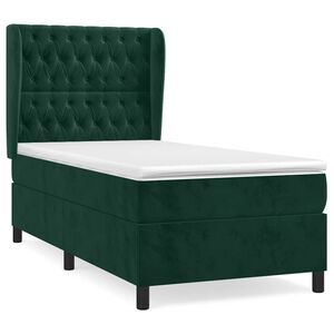 vidaXL Cama com molas/colch&atilde;o 80x200 cm veludo verde-escuro