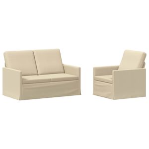 vidaXL Conjunto de Sof&aacute;s 2 pcs Creme Tecido
