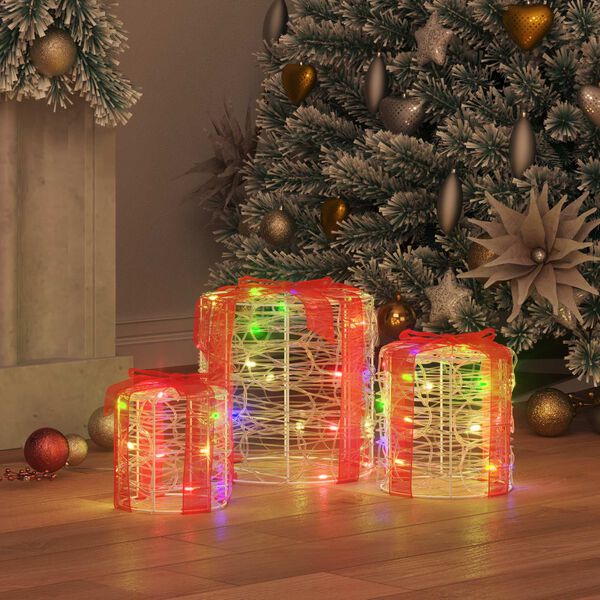 vidaXL Decora&ccedil;&atilde;o Caixa de Presente 3 pcs colorido 20 x 20 x 21 cm