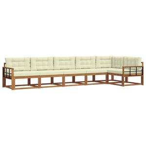 vidaXL Conjunto de Sof&aacute;s para Exterior 6 pcs Natural e Creme