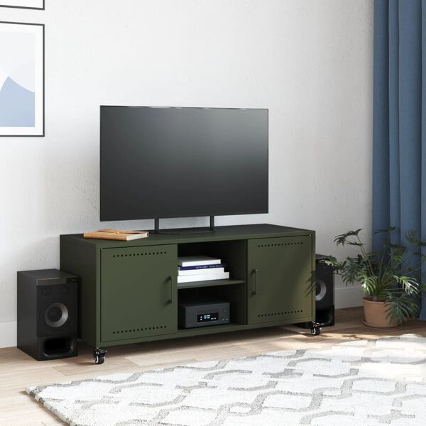 vidaXL M&oacute;vel de TV 100,5x39x43,5 cm a&ccedil;o verde-azeitona