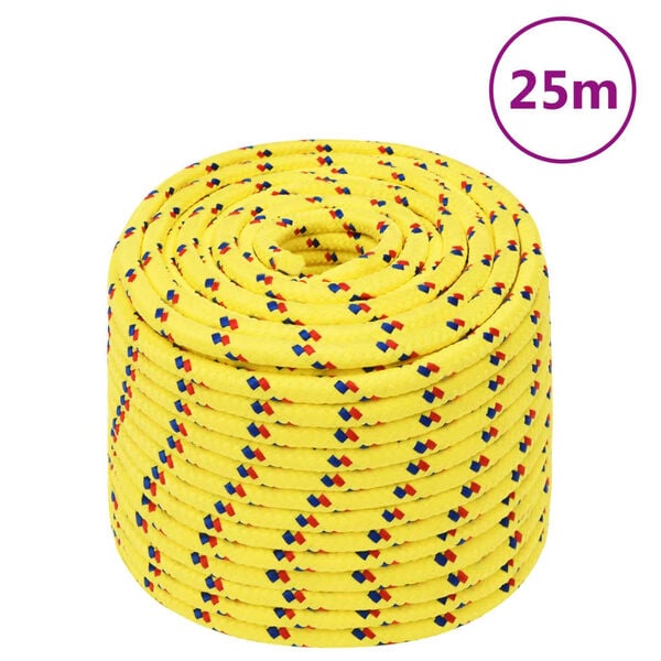 vidaXL Corda de barco 12 mm 25 m polipropileno amarelo