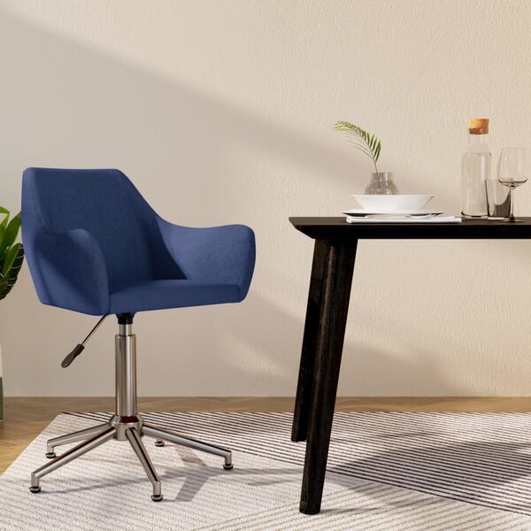 vidaXL Cadeira de jantar girat&oacute;ria tecido azul