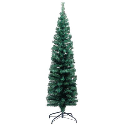 vidaXL Árvore de Natal pré-iluminada fina com suporte 150 cm PVC verde