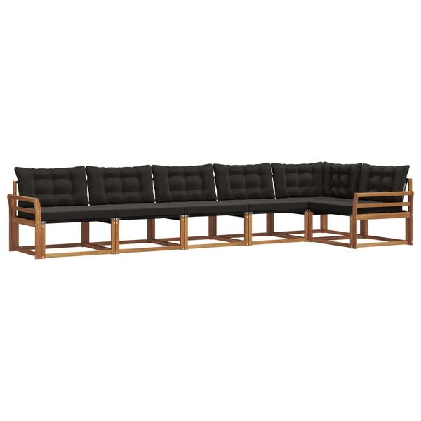 vidaXL Conjunto de Sof&aacute;s para Exterior 6 pcs Natural e Preto