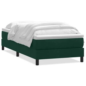 vidaXL Cama com molas sem colch&atilde;o 200x220 cm veludo verde-escuro