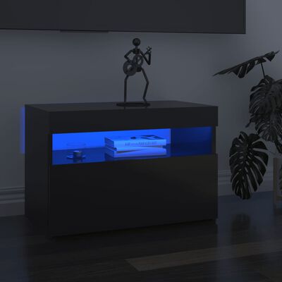 vidaXL Mesa de cabeceira & luzes LED 2 pcs 60x35x40 cm cinza brilhante