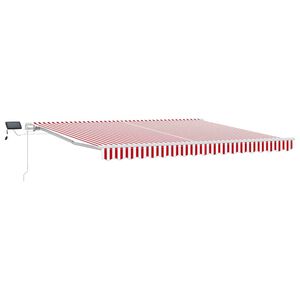vidaXL Toldo retr&aacute;til Vermelho e Branco 400 &times; 300 cm Tecido e Alum&iacute;nio