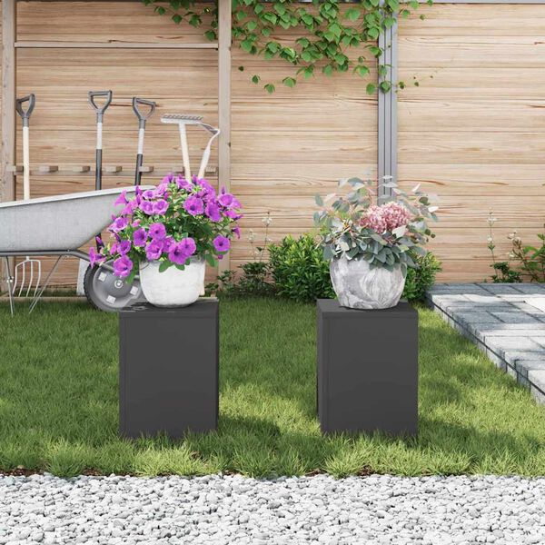 vidaXL Suporte para Plantas 2 pcs Preto 24 x 24 x 35 cm A&ccedil;o