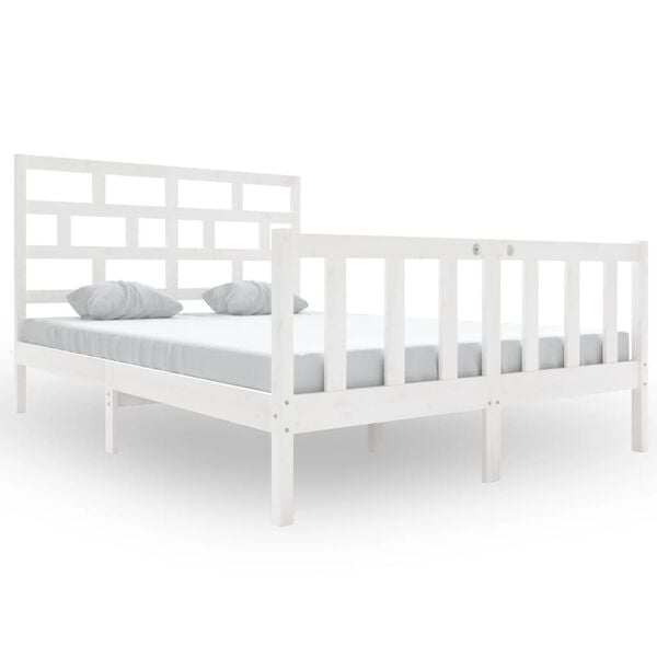 vidaXL Estrutura de cama 120x200 cm madeira de pinho maci&ccedil;a branco