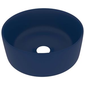 vidaXL Lavat&oacute;rio luxuoso redondo 40x15cm cer&acirc;mica azul-escuro mate