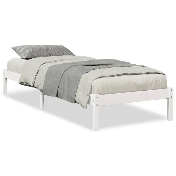 vidaXL Cama extra longa sem colch&atilde;o 100x220 cm pinho maci&ccedil;o branco