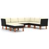vidaXL 8 pcs conjunto lounge de jardim c/ almofad&otilde;es vime PE preto