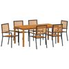vidaXL Conjunto de Jantar para Jardim 7 pcs Preto