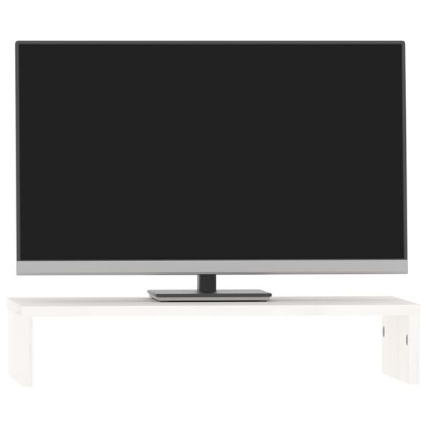 vidaXL Suporte para monitor 50x27x10 cm pinho maciço branco