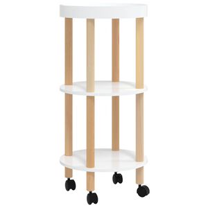 vidaXL Carrinho 3 n&iacute;veis 38x38x82cm deriv. madeira/pinho maci&ccedil;o branco
