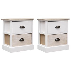 vidaXL Mesas de cabeceira 38x28x45 cm 2 pcs paulownia branco e natural